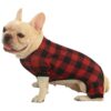 Lightweight Dog Pajamas for Small Dogs - Red Buffalo Plaid Onesie Jumpsuit