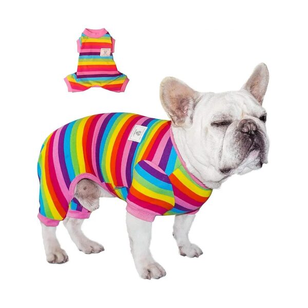 Lightweight Dog Pajamas with Rainy Stripe Pattern for Small to Medium Shaped Dogs