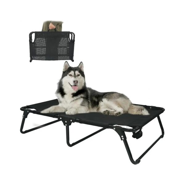 Lightweight Elevated Raised Dog Bed for Large Dogs with No Assembly Required Black