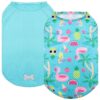 Lightweight Flamingo Pattern Dog Shirt with Reflective Label for Summer