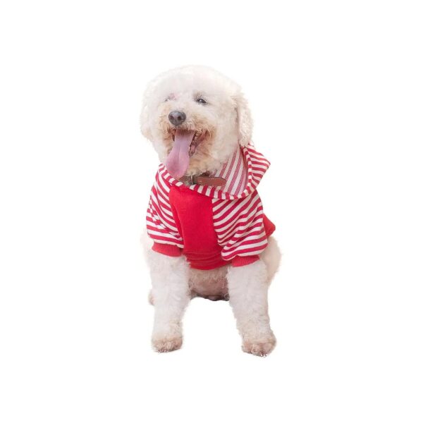 Lightweight Pet Clothes with Hood and Hat Red Stripes DH01S Dog Apparel for Size Small