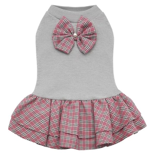 Lightweight Plaid Dog Dress with Bowknot Design for Small Dogs and Cats