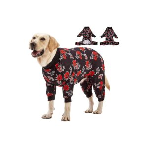 Lightweight Stretchy Knit Big Dog Pullover with Floral Navy Coral Print for X-Large Dogs