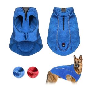 Lightweight Warm Dog Vest Insulated Fleece Sweater for Small Medium Large Male Dogs Blue