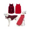 Lightweight Windproof Waterproof Buff Plaid Dog Winter Jacket for Small Medium Large Dogs