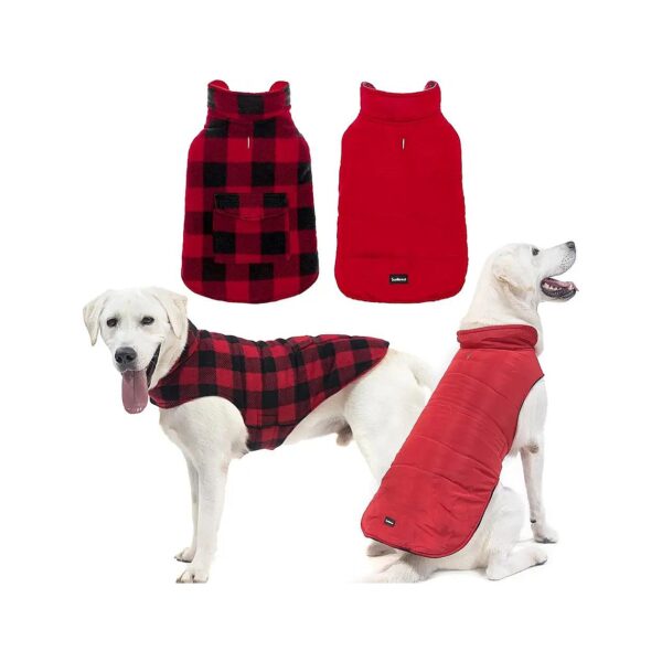 Lightweight Windproof Waterproof Buff Plaid Dog Winter Jacket for Small Medium Large Dogs