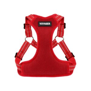 Lightweight and Adjustable Red Dog Harness with Air Mesh for Ventilation and Comfort