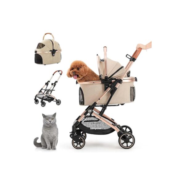 Lightweight and Durable Pet Stroller for Small to Medium Dogs and Cats with Anti-Slip Pad