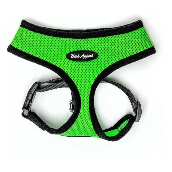 Lime Green Mesh Dog Harness with Heavy Duty Buckle and Chrome D-Ring for Small Breeds