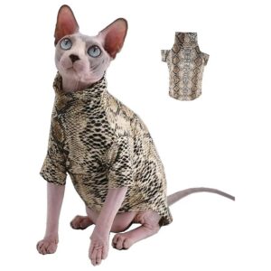 Limited Edition Sphynx Hairless Cat Summer Cotton T-Shirt with Unique Snake Skin Pattern