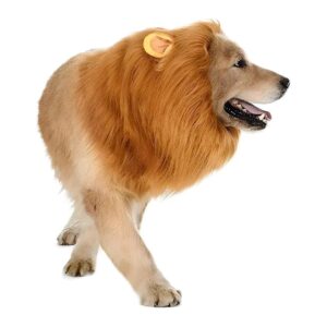 Lion Mane Dog Costume with Ears for Medium to Large Dogs Halloween Pet Apparel