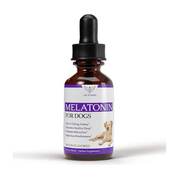 Liquid Melatonin for Dogs in Bacon Flavor for Calming and Insomnia Relief