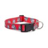 Llama Red Grey Polyester Dog Collar with Adjustable and Reflective Buckle