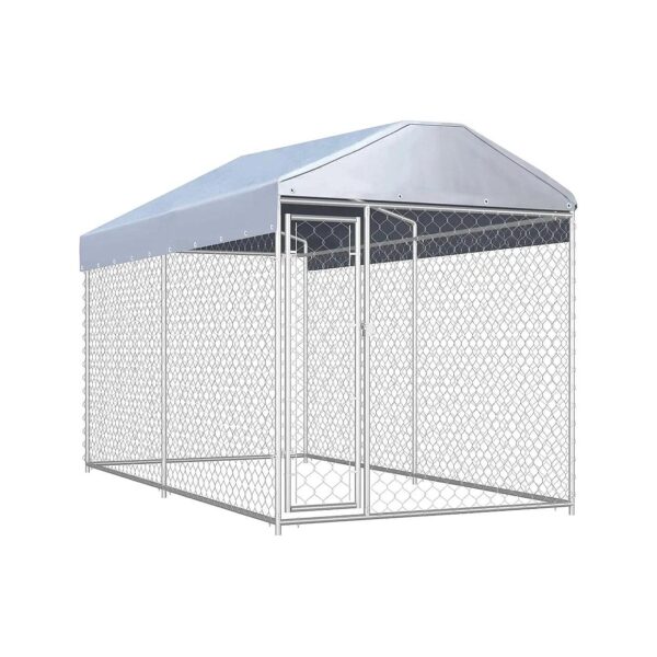 Lockable Outdoor Dog Kennel with Canopy for Backyard Fun