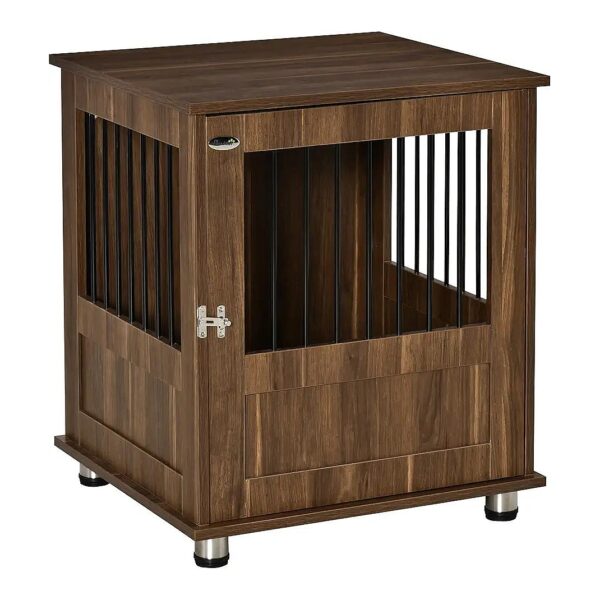 Locking Wooden Dog Crate with Magnetic Doors for Small to Medium Size Pets