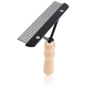 Long Hair Dog Grooming Rake with Steel Teeth for Effective Deshedding and Dematting