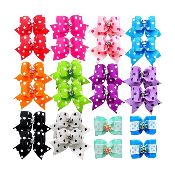 Long Hair Pet Grooming Supplies Feature 24 Pairs of Pet Hair Bows