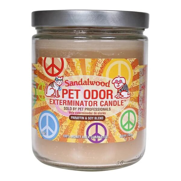 Long-Lasting 70 Hour Burn Time Sandalwood Pet Odor Eliminator Candle 13 oz