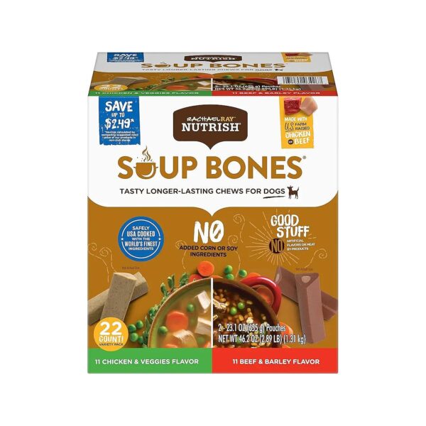 Long Lasting Dog Chews Variety Pack with Real Beef and Chicken