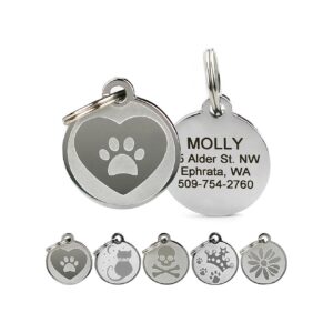 Long-Lasting Stainless Steel Pet ID Tags with Up to 4 Lines of Text for Customization