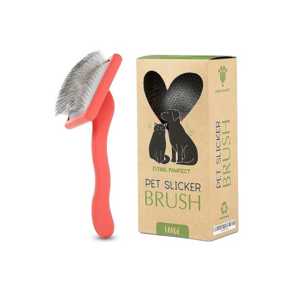 Long Slicker Brush for Dogs and Cats, Soft Massage Grooming Pins, Undercoat Removal