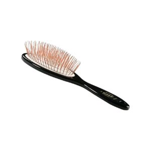 Long Wire Brass Pin Cushion Pet Brush with Acrylic Handle for Beautiful Coat Conditions