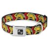 Longneck Large Dog Collar Seatbelt Buckle Taco Man Pattern Multicolor 1 Inch Wide