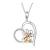 Love Heart Paw Cat Sloth Koala Necklace with Colorful CZ Heart Pendant in Silver