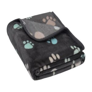 Lovely Pet Blanket for Large Dogs 50" x 60" with Cute Paw Pattern and Grey Color