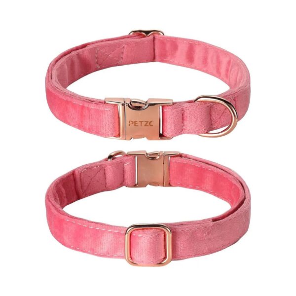 Lovely Pink Flower Suede Dog Collar with Metal Buckle for Small Medium Large Female Dogs