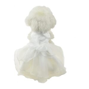 Lovely White Pet Dog Party Dress with Bowknot and Peplum for Small Medium Pet