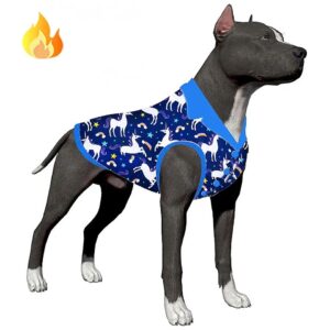 LovinPet Blue Dog Coat with Premium Flannel Fabric and Comfortable Fit for Big Dogs