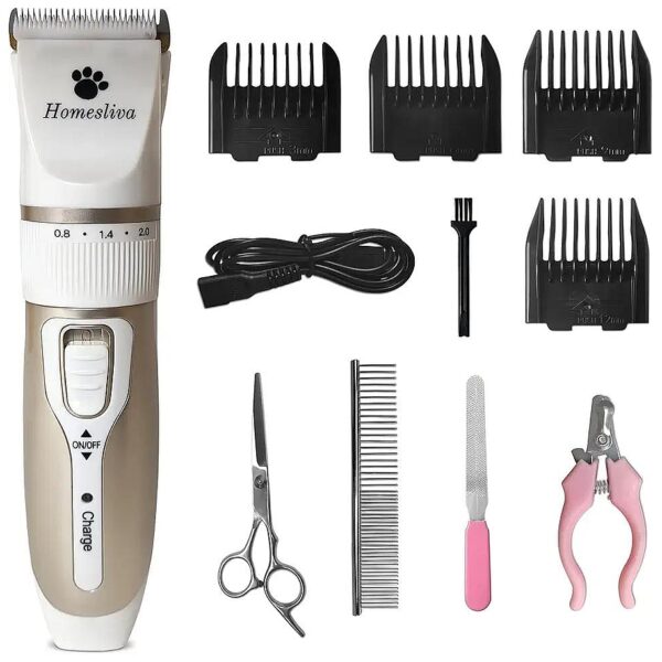 Low Noise Cordless Dog Hair Clippers with Adjustable Trimming Combs for Grooming Needs