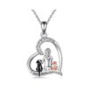 Lucky Dog Pendant Necklace for Women Girls in Sterling Silver with Heart