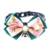 Luxury Handmade Bling Rhinestone Japanese Kimono Bow Tie Collar for Small Breed Dogs