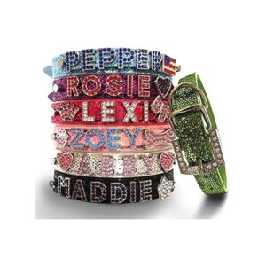 Luxury PU Leather Dog Collars with Rhinestone Bling and Customizable Names