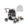 Luxury Pet Stroller with Detachable Carrier Car Seat Aluminum Frame for Small Medium Pets