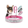 Luxury Pink Rhinestone Dog Collar and Leash Set for Small to Large Breed Dogs and Cats