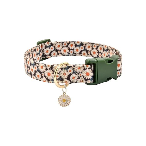 Luxury Soft Cotton Dog Collar with Flower Pattern and Buckle for Small to Large Dogs