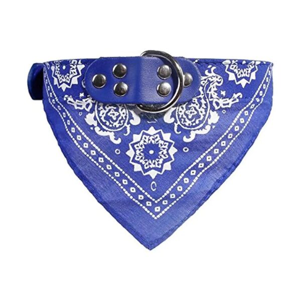 M Medium Dog Bandana Collar Puppy with Collar in Deep Blue Color