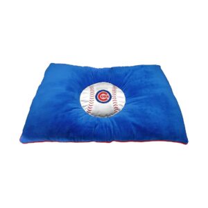 MLB Licenced Pet Pillow Bed with Sporty Colors and Baseball Design Stitching