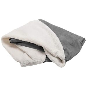 Machine Washable Gray Dog Bed Cover with Sherpa and Suede Snuggery for Pet Bed, 26-Inch