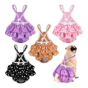 Machine Washable Reusable Dog Diapers with Adjustable Suspender for Small Dogs Size L