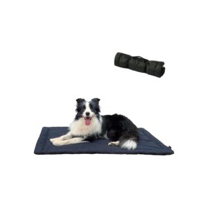 Machine Washable Waterproof Dog Camping Bed with Carry Handles for Easy Travel Dark Blue