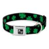 Made High Quality Dog Collar with Seatbelt-Inspired Buckle and St Pats Clovers Design