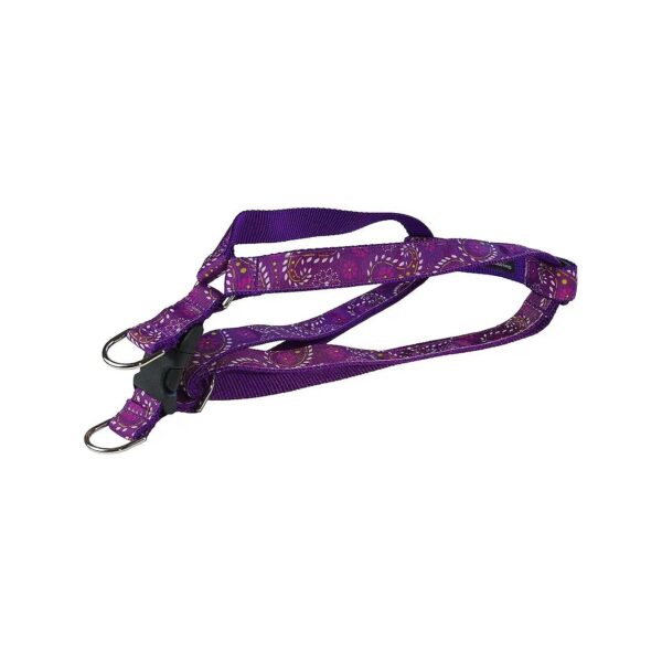 Made Small Purple Paisley Dog Harness for Adjustment 15-21