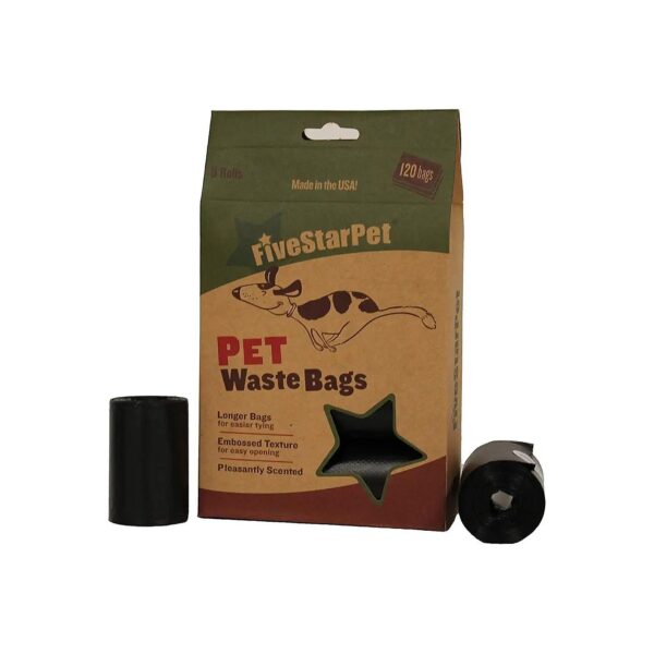 Made in USA 120-Count Black Plastic Dog Waste Bags with Easy Open Design