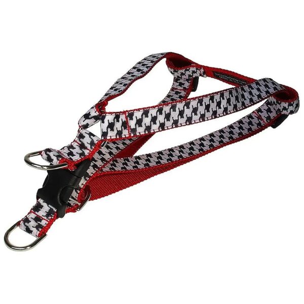 Made in USA Adjustable Houndstooth Black and White Dog Harness S