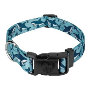 Made in USA Dog Collar with Sharks and Durable Hardware