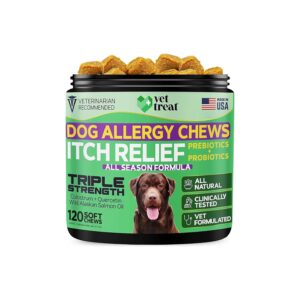 Made in USA Dog Itch Relief Chews with Natural Essentials for Skin Coat and Immune Health